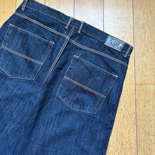 Vintage Embroidered Hip Hop Baggy Navy Shorts Jorts - 40