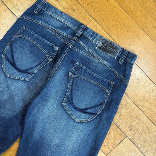 Vintage Karl Kani Embroidered Hip Hop Blue Baggy Shorts Jorts - 40