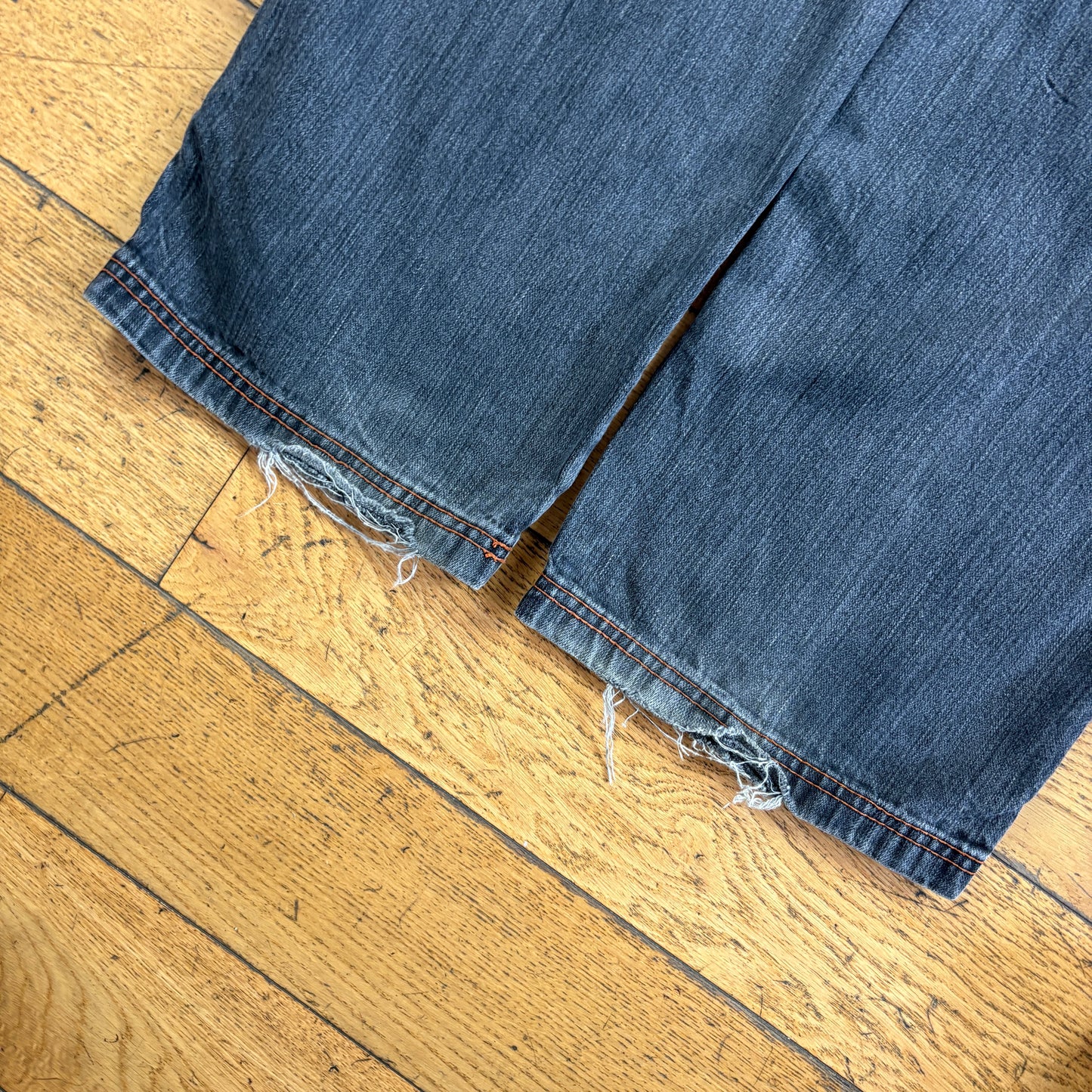 Vintage Dtek Faded Black Embroidered Y2K Hip Hop Baggy Jeans - 34