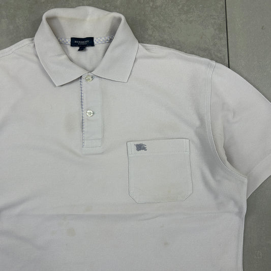 Vintage Burberry Embroidered Grey Polo Shirt - L