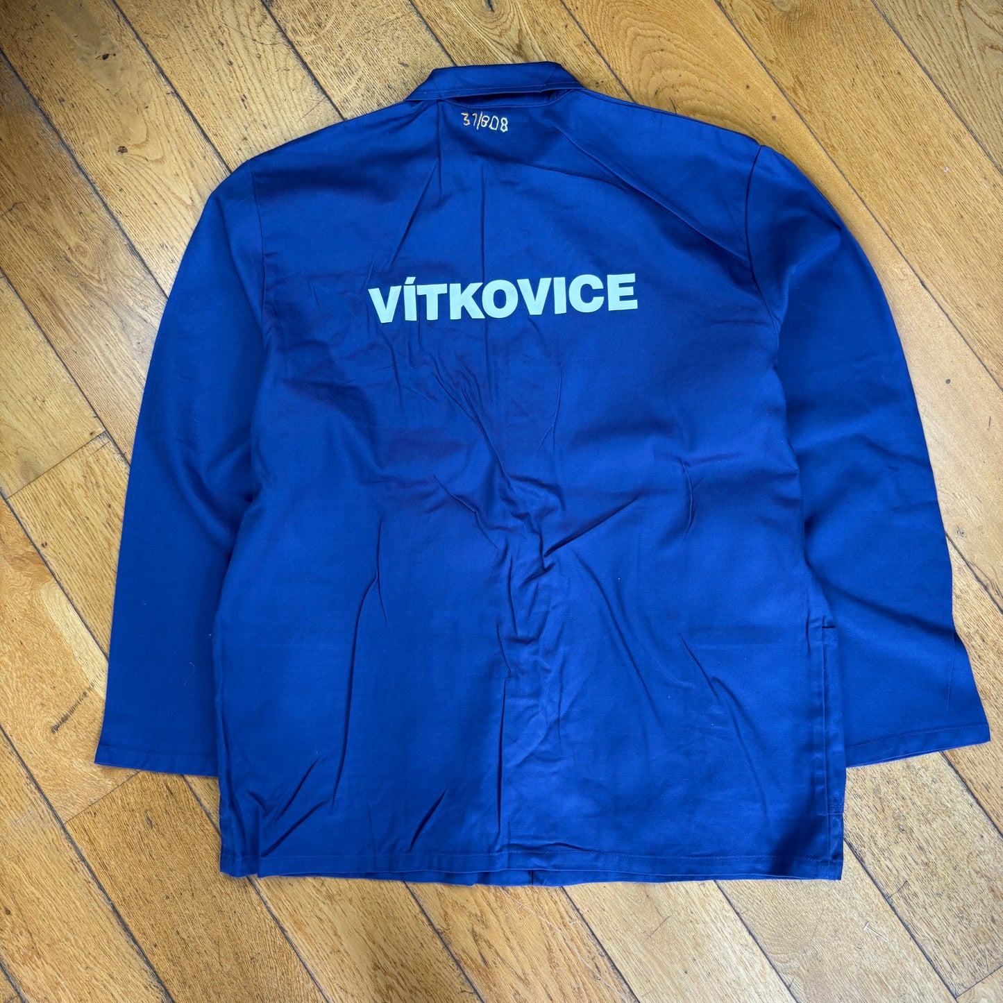 Vintage French Chore Workwear Jacket Blue Overcoat - XL
