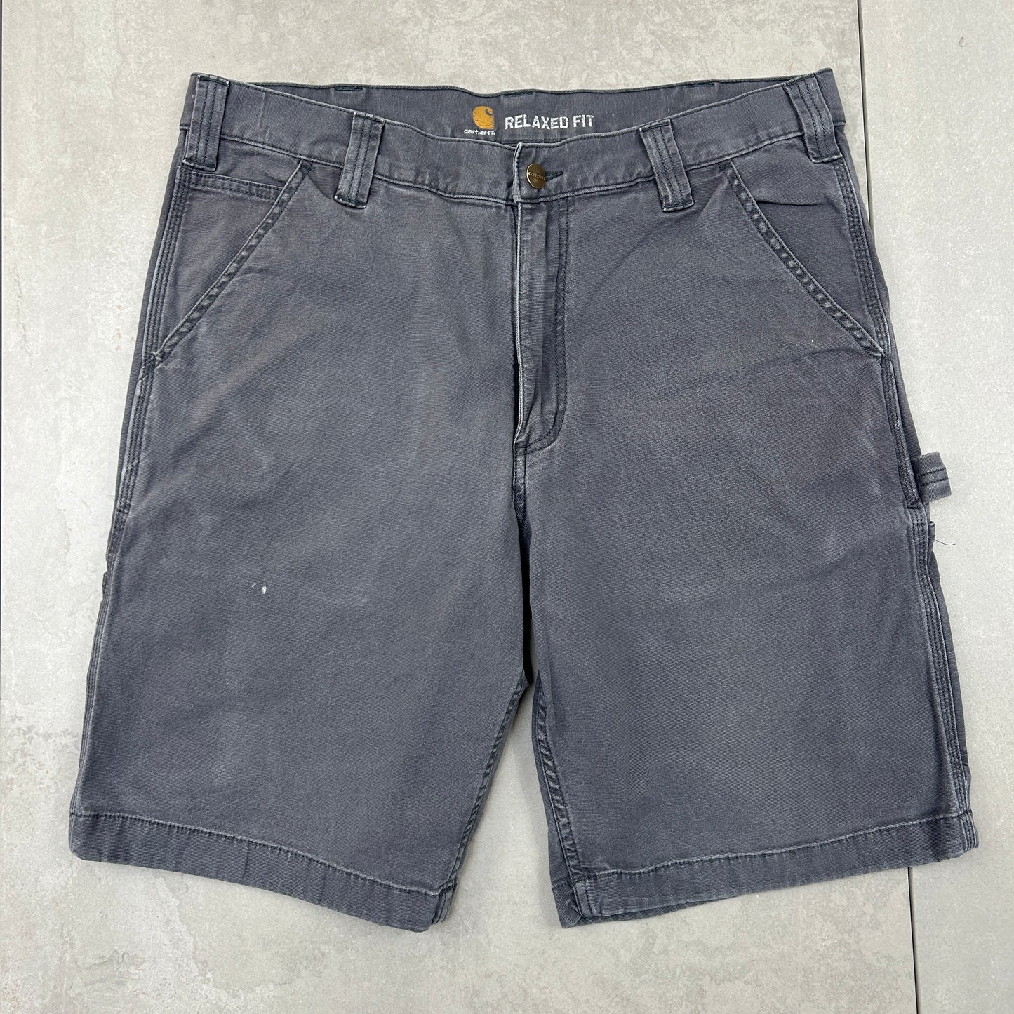 Vintage Carhartt Workwear Baggy Grey Carpenter Shorts - 36