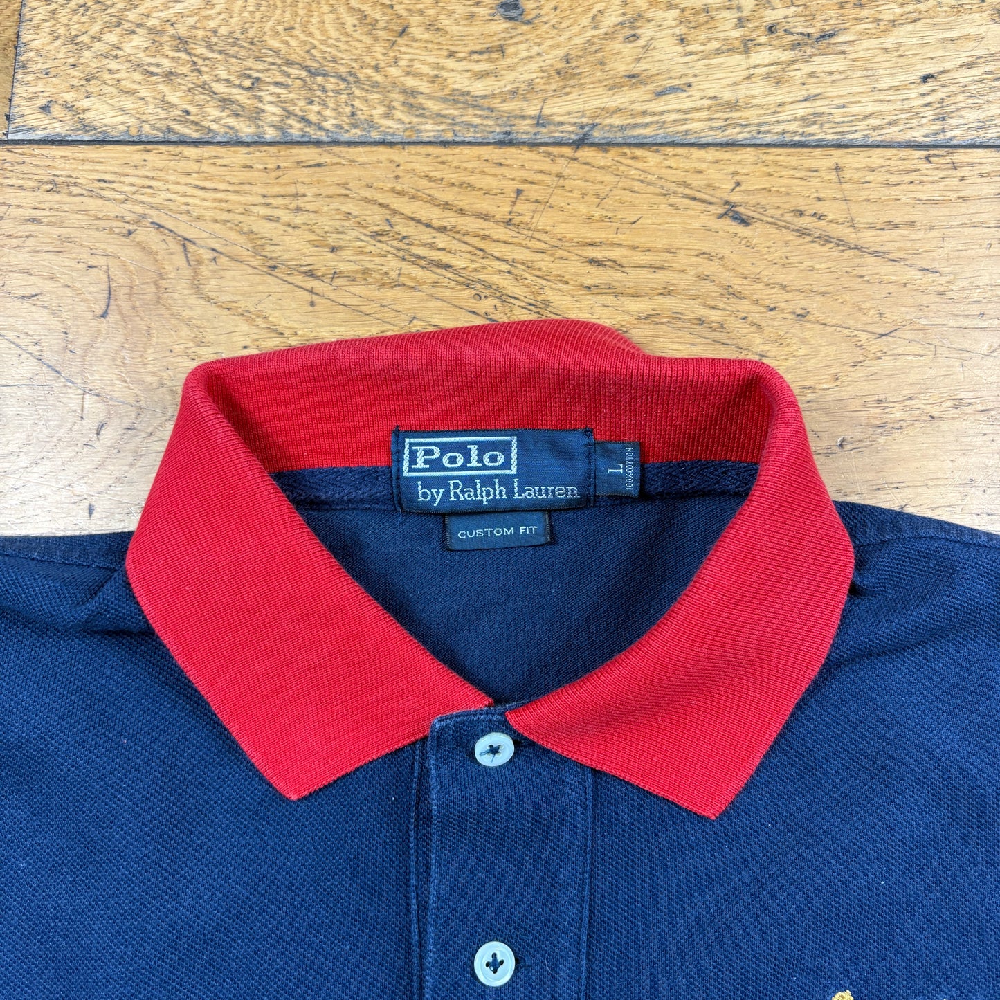 Vintage Ralph Lauren Big Pony Navy Polo T-Shirt - L