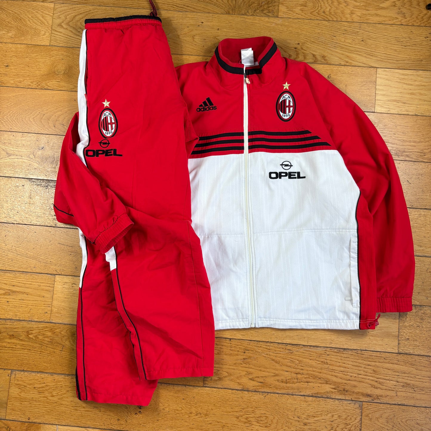Vintage Rare Adidas AC Milan Sample Red Tracksuit Jacket And Bottoms - XL