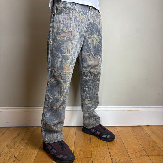 Vintage Real Tree Camo Green Double Knee Hunting Workwear Trousers - 34S