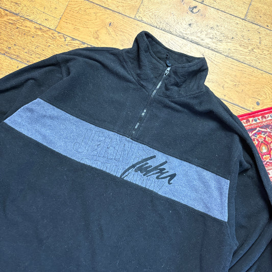 Vintage Fubu Black Quarter Zip Fleece Embroidered Hip Hop Sweatshirt - 2XL