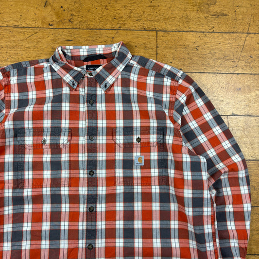 Vintage Carhartt Orange Check Workwear Shirt - XL