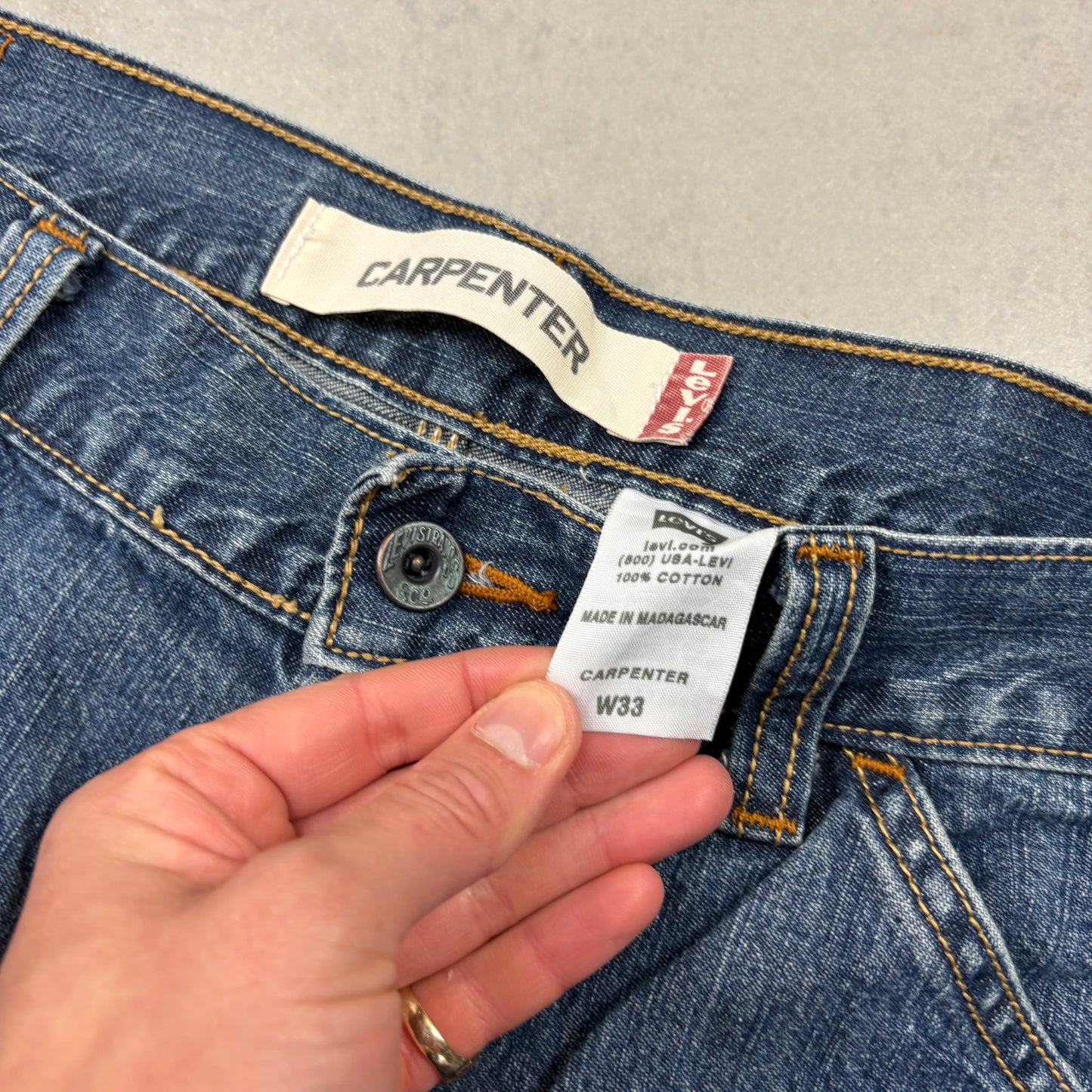 Vintage Levis Blue Baggy Carpenter Denim Shorts - 36