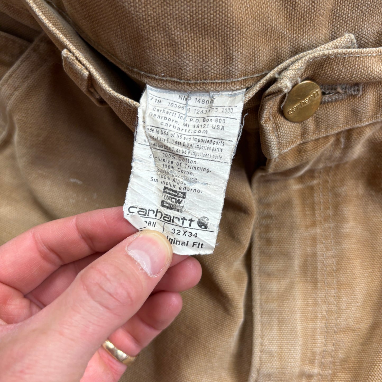 Vintage Carhartt Brown Double Knee Workwear Carpenter Baggy Trousers - 32