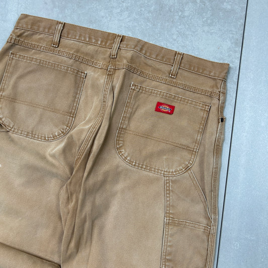 Vintage Dickies Workwear Carpenter Baggy Brown Trousers - 38