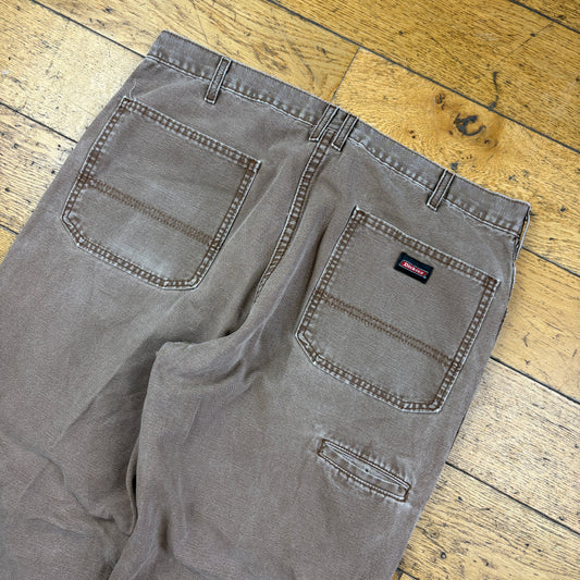 Vintage Dickies Brown Workwear Carpenter Baggy Trousers - 38