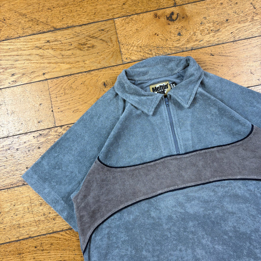 Vintage Meltin Pot Grey Blue Polo T-Shirt - M