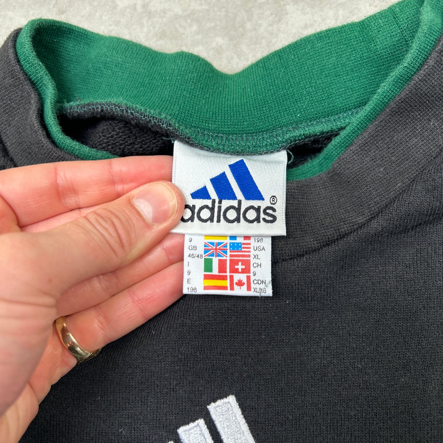 Vintage 90s Adidas Embroidered Green Sweatshirt - XL