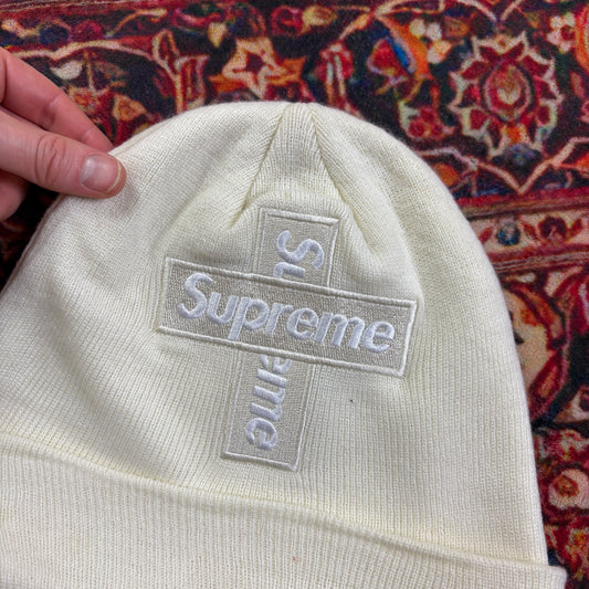 Vintage Supreme New Era Box Logo Cream Beanie