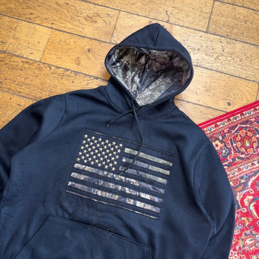Vintage Realtree Camo Black Hoodie Sweatshirt - L