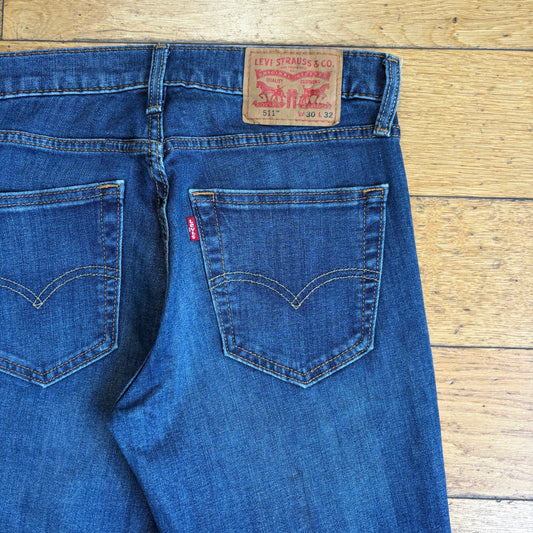 Vintage Levis 511 Slim Blue Denim Jeans - 30