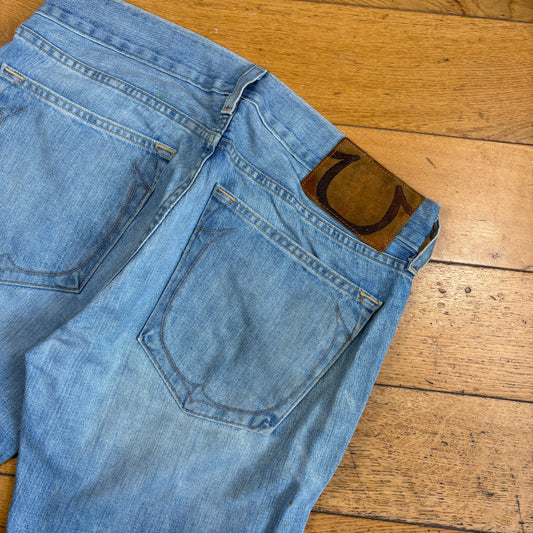 Vintage True Religion Blue Embroidered Y2K Shorts Jorts - 36