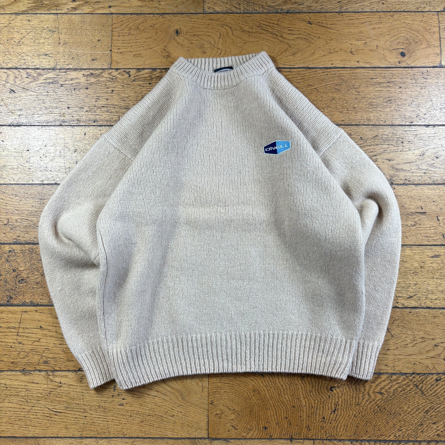 Vintage Oneill Surfwear Cream Knit Embroidered Sweatshirt - M