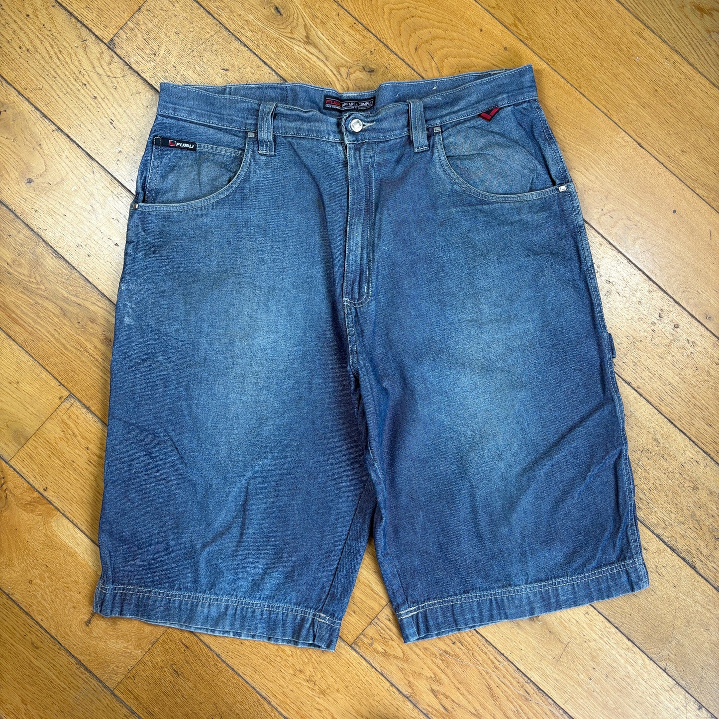 Vintage FUBU Embroidered Hip Hop Blue Baggy Shorts Jorts - 42