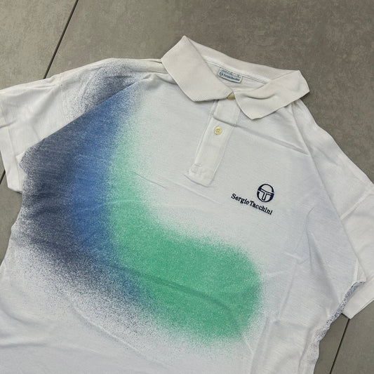 Vintage Sergio Tacchini White Embroidered Polo Shirt - M