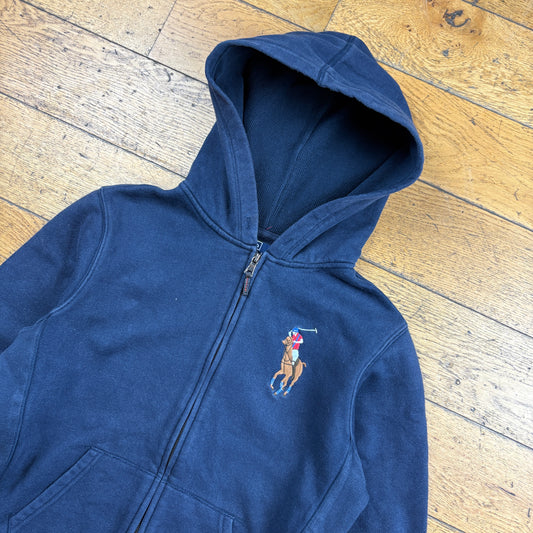 Vintage Ralph Lauren Big Pony Navy Embroidered Zip Hoodie Sweatshirt - S