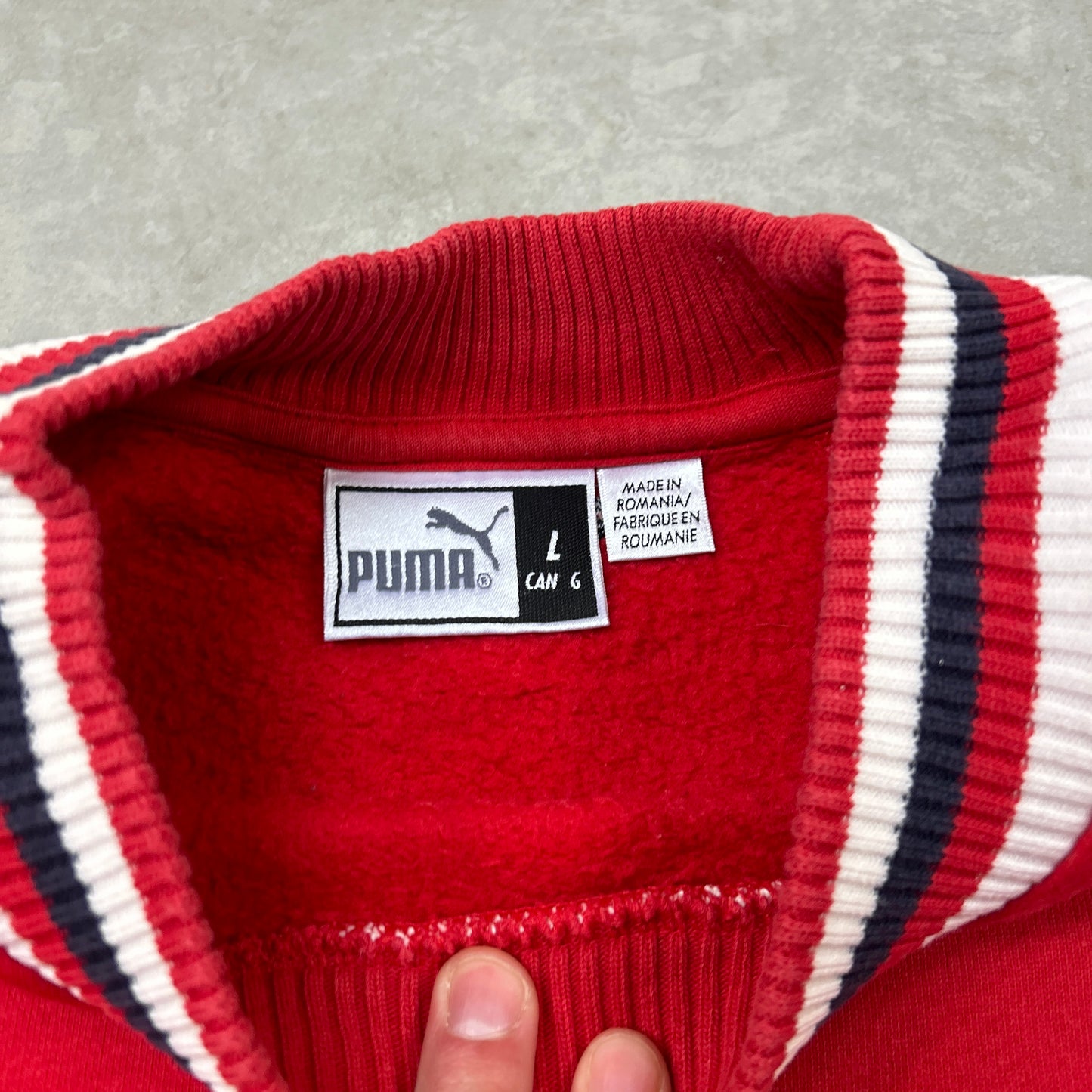Vintage Puma Red Embroidered Sweatshirt - L