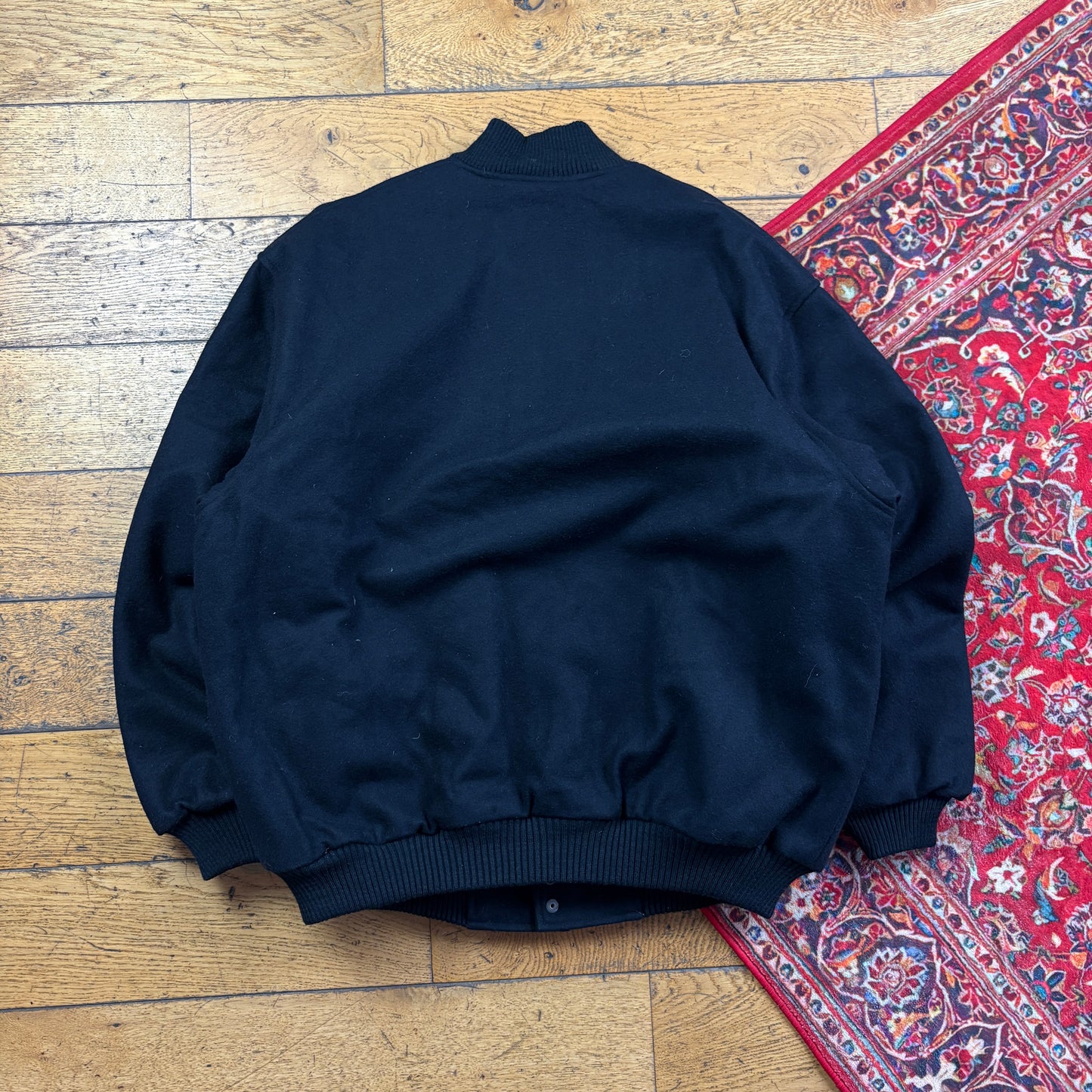 Vintage Jack Daniels Black Wool Varsity Letterman Jacket - XL