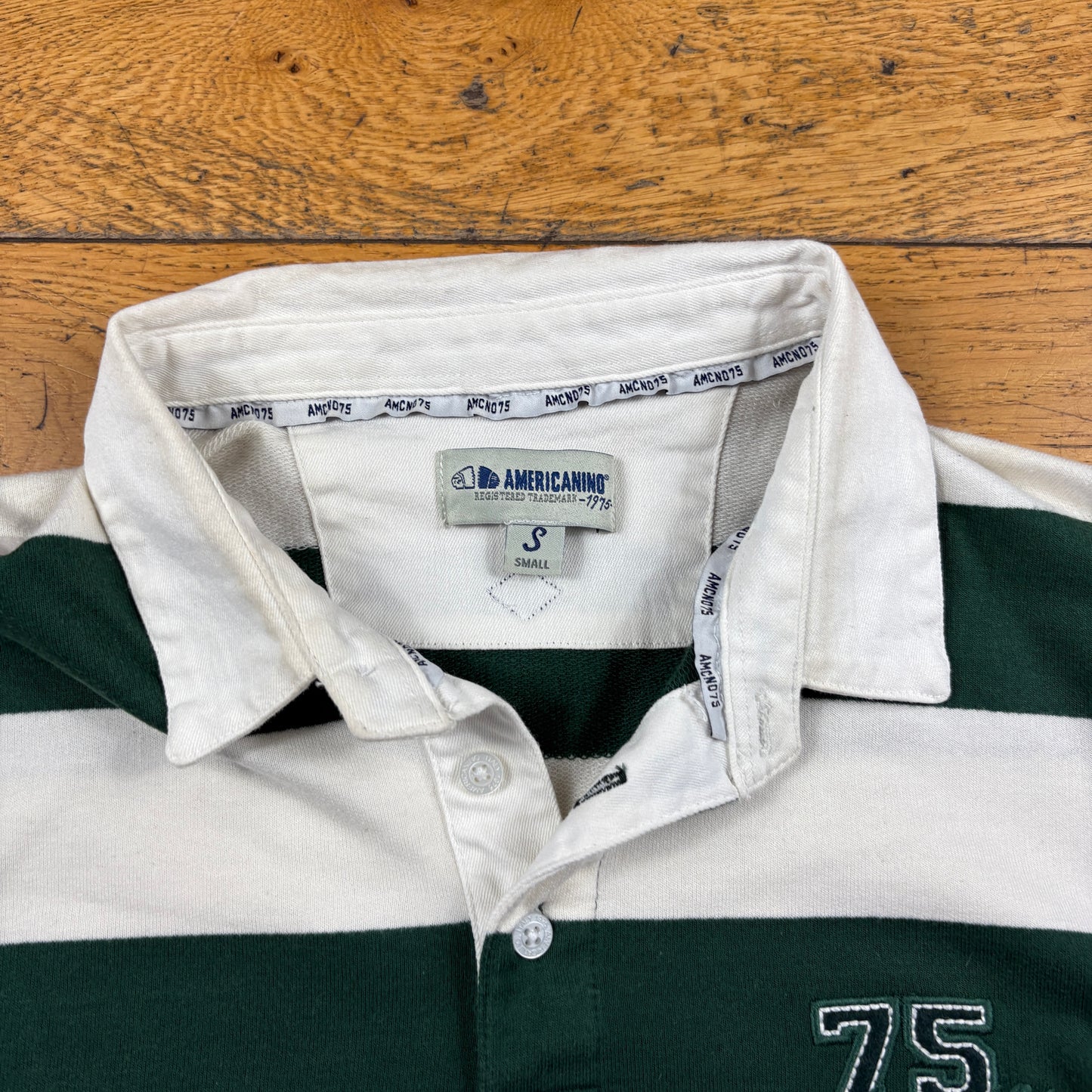 Vintage Green White Rugby Polo T-Shirt - S