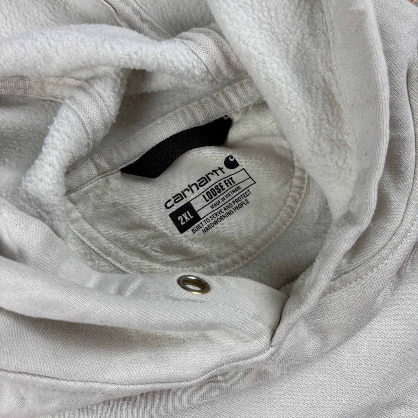 Vintage Carhartt White Hoodie Sweatshirt - XXL