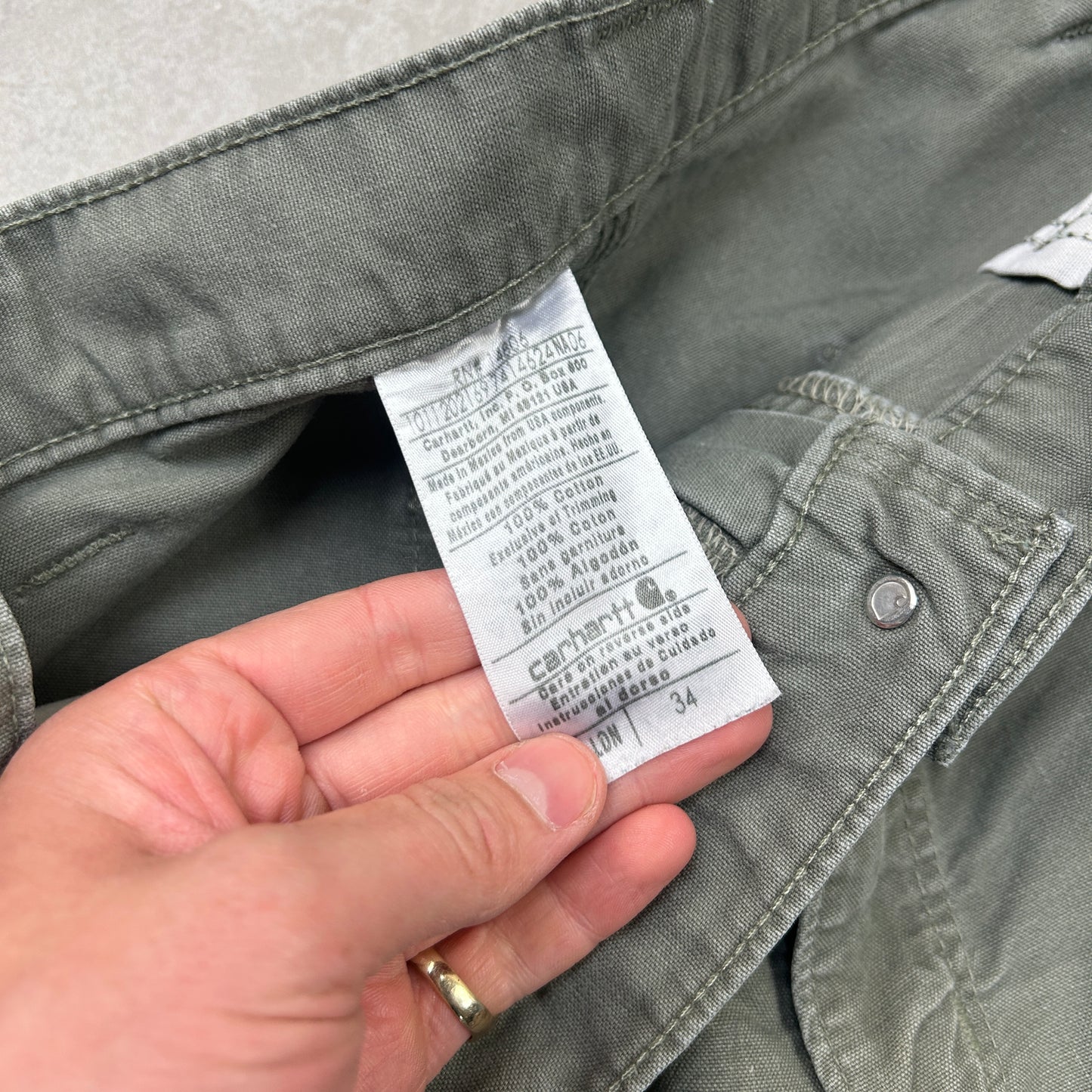 Vintage Carhartt Workwear Baggy Green Khaki Carpenter Shorts - 34