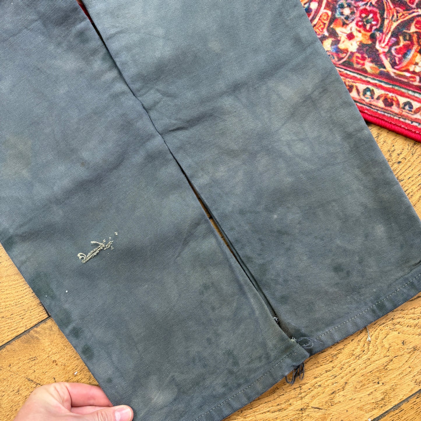 Vintage Carhartt Grey Double Knee Thrashed Workwear Carpenter Slim Trousers - 30