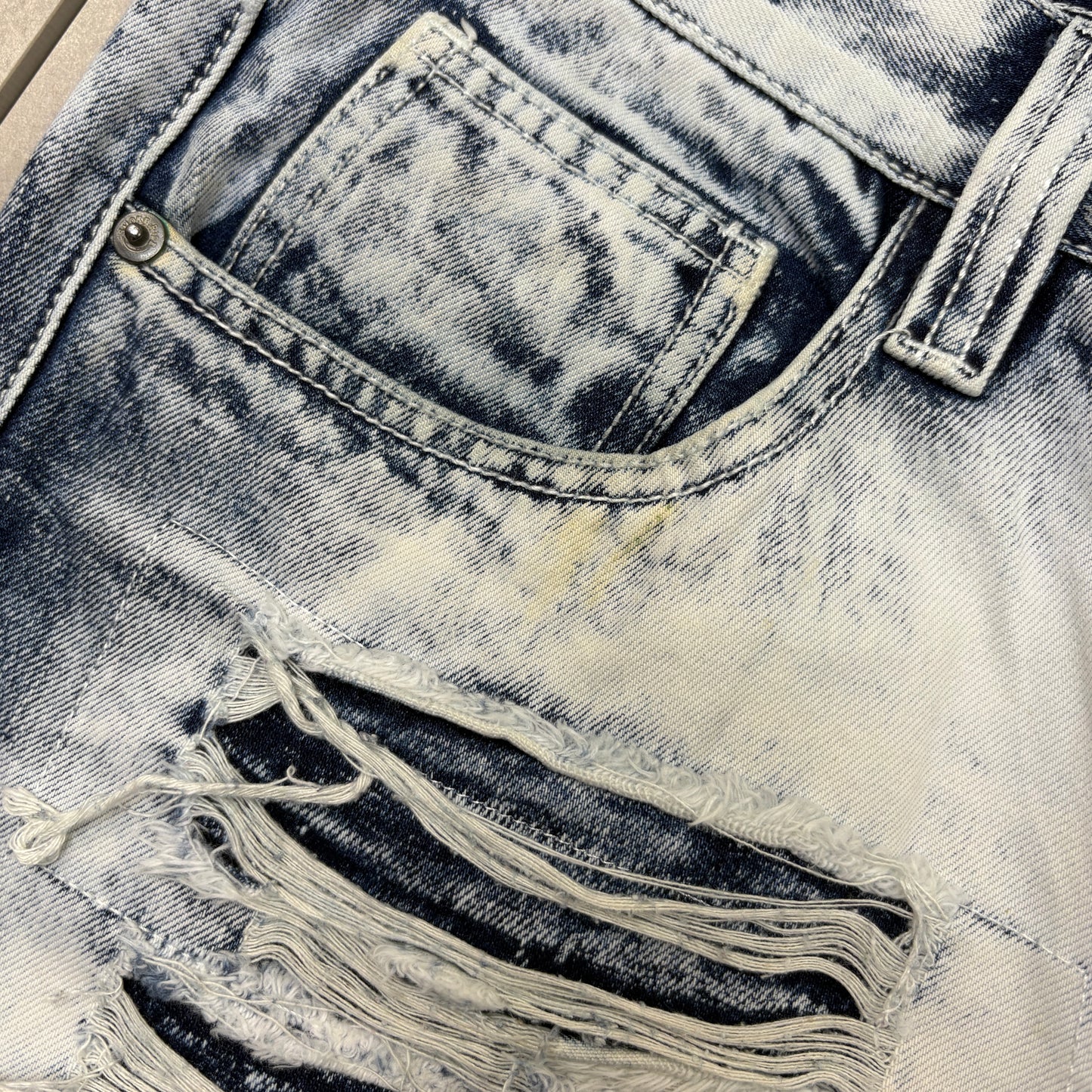 Vintage Acid Wash Blue Hip Hop Shorts Jorts - 36