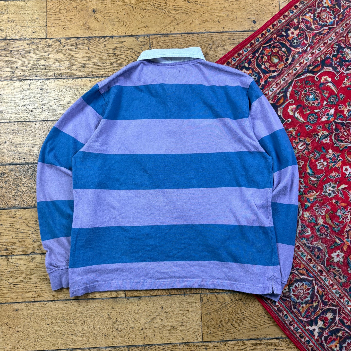 Vintage Stussy Embroidered Purple Blue Rugby Polo Shirt - M