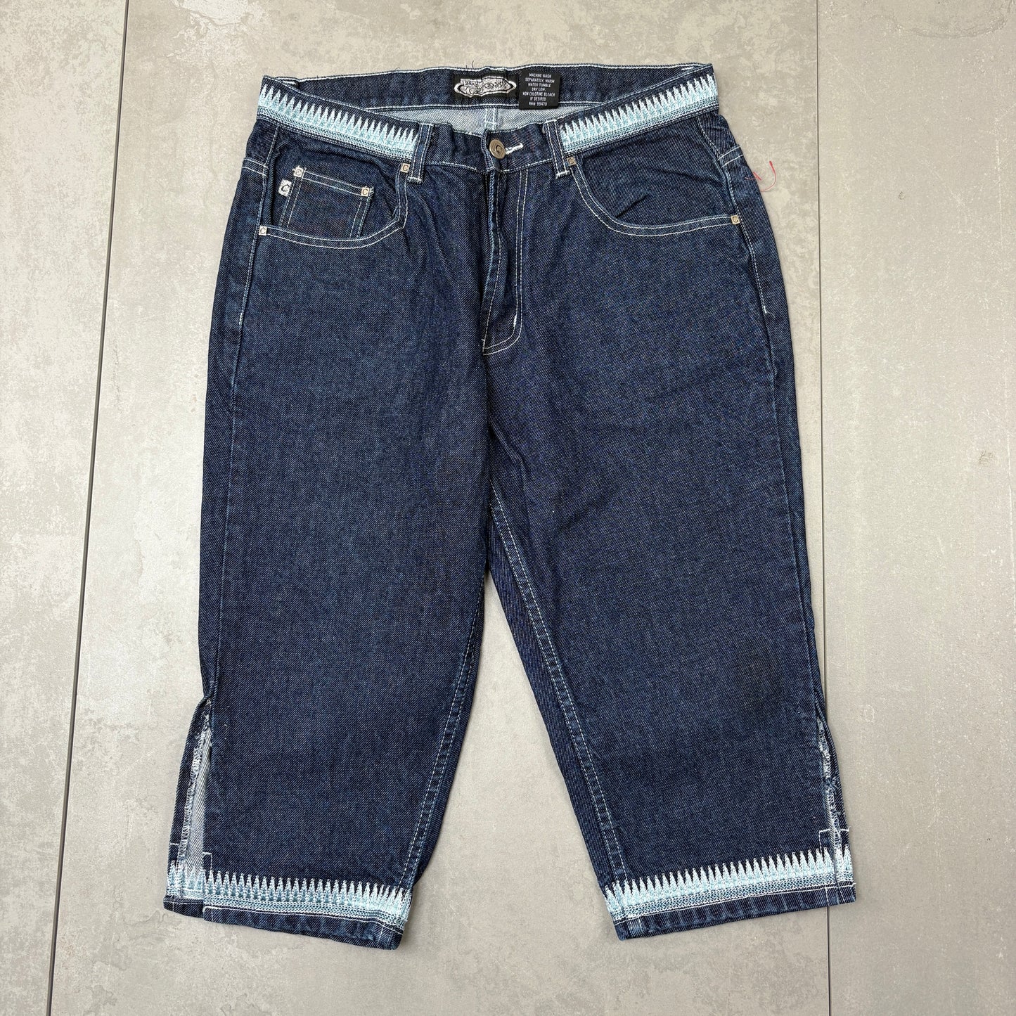 Vintage Embroidered Hip Hop Blue Shorts Jorts - 30