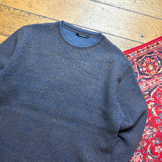Vintage Brown YSL Yves Saint Laurent Brown Grey Chunky Knit Jumper - M