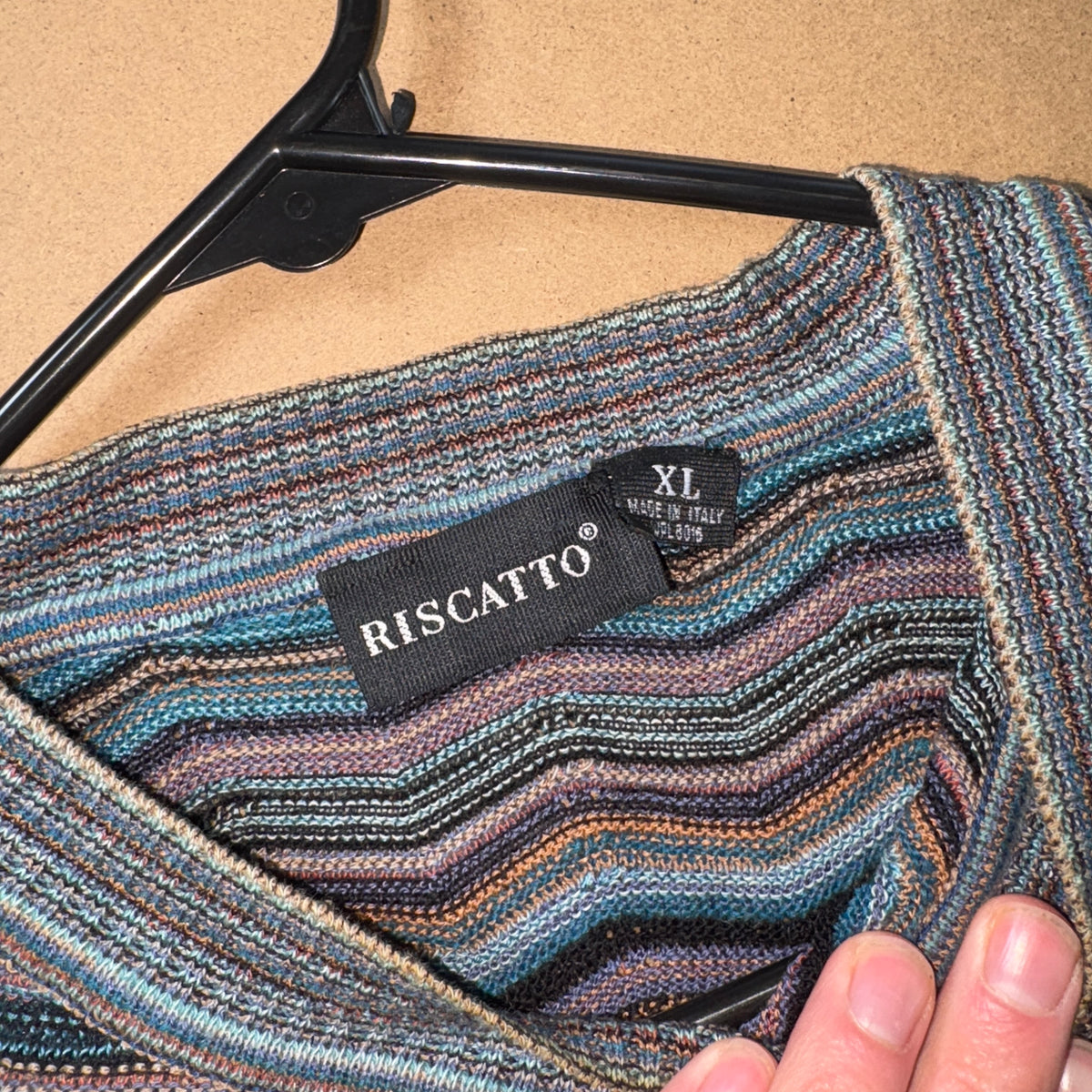 Wavy Pattern Blue Knit Jumper - XL