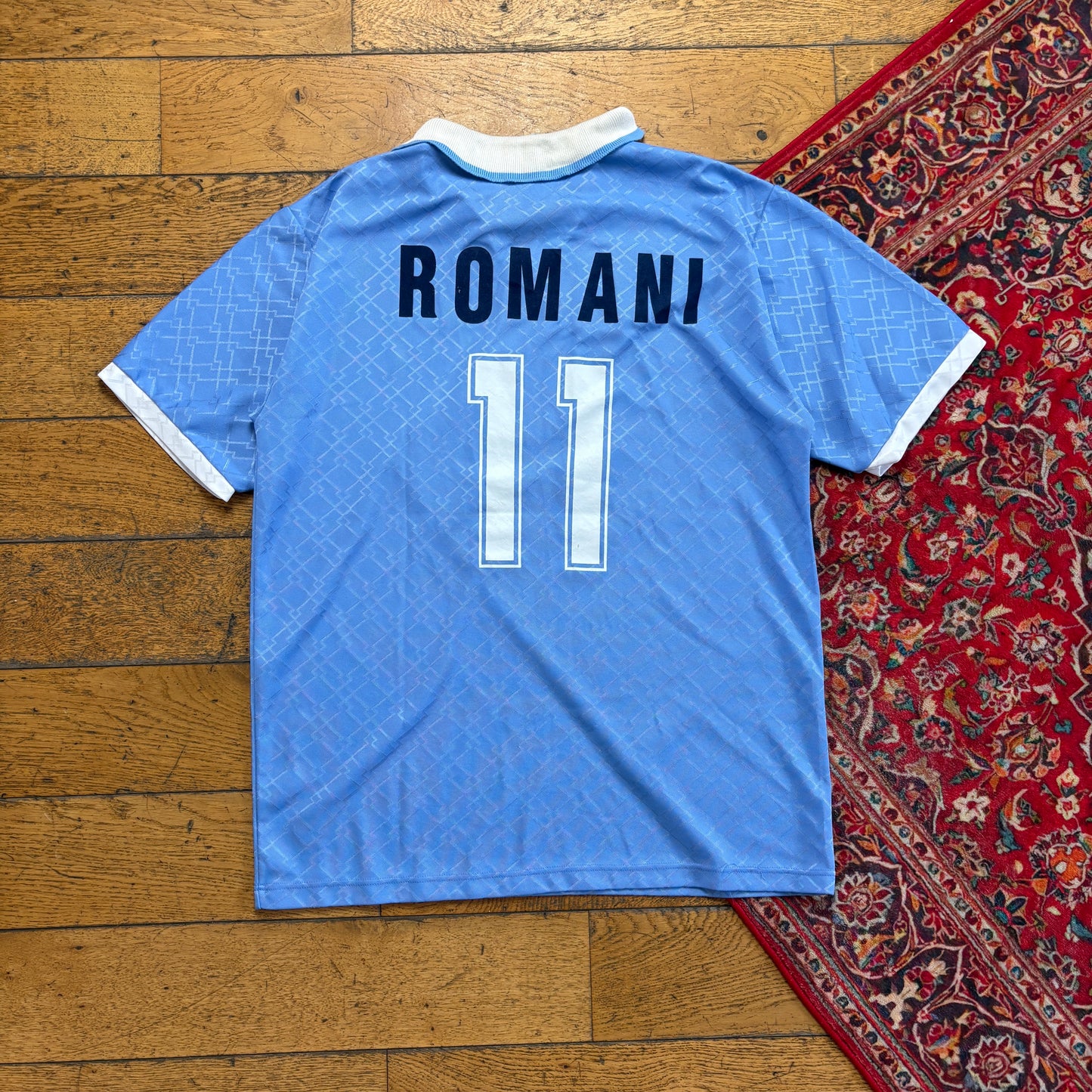 Vintage Lotto Football Blue Polo Shirt - M