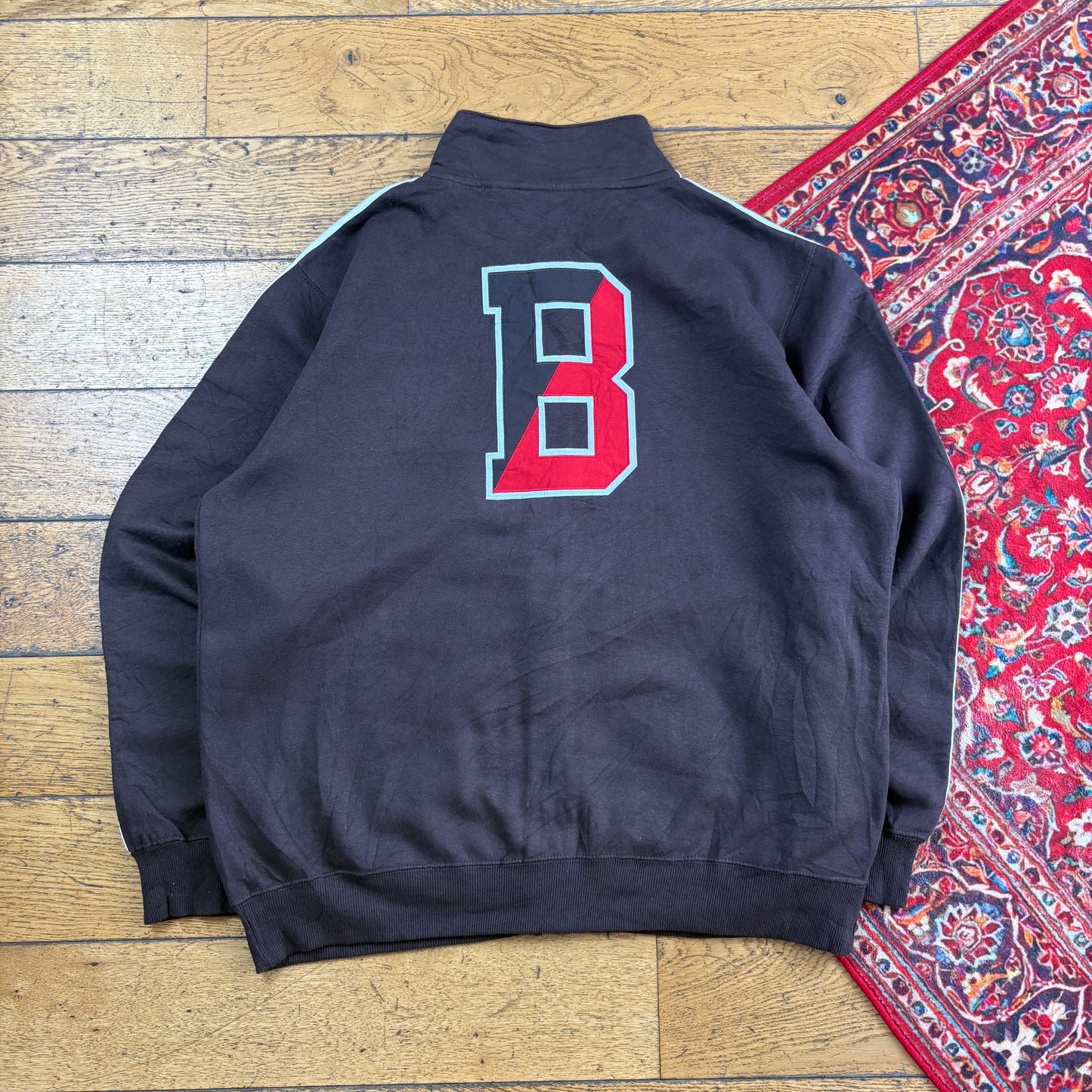 Vintage Champion Brown Zip USA College Embroidered Sweatshirt - XL