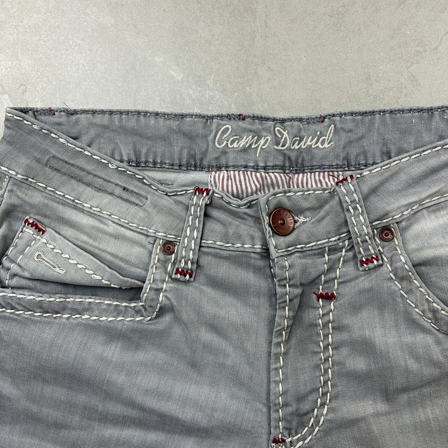 Vintage Embroidered Hip Hop Straight Grey Jeans - 31