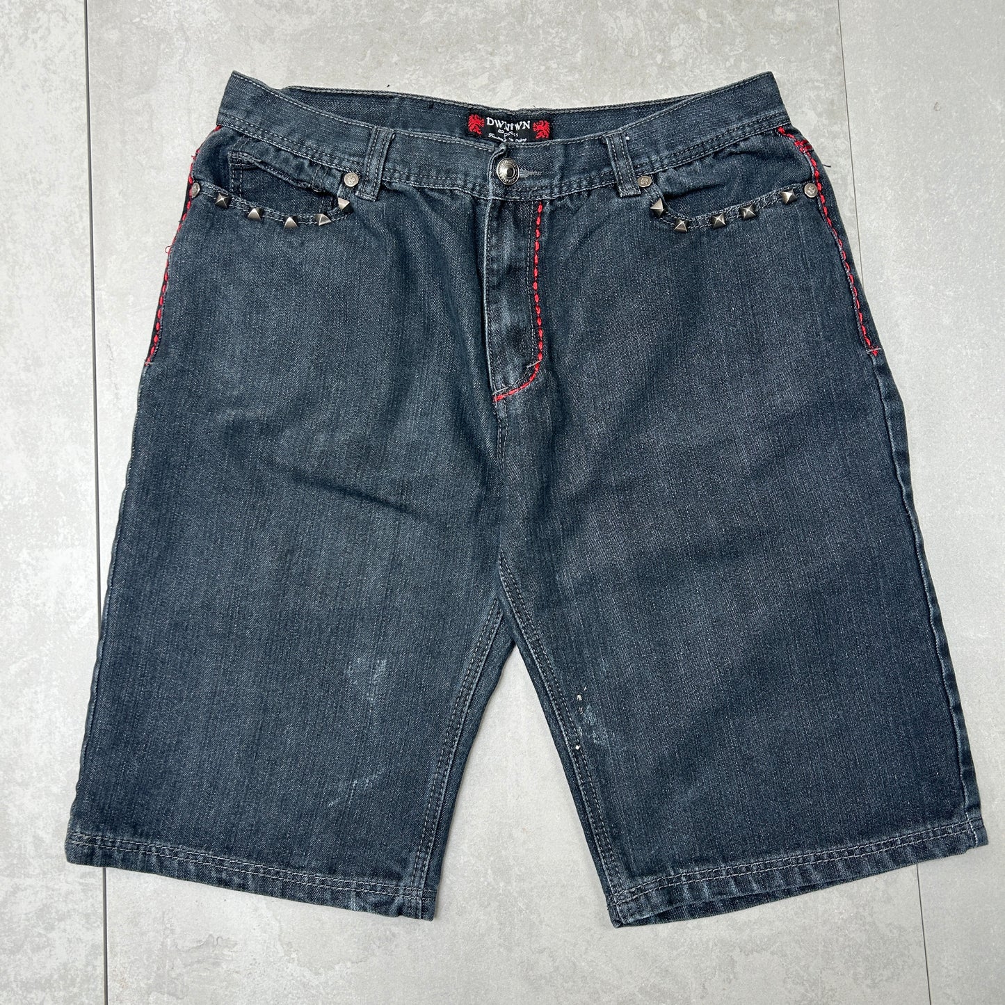 Vintage Embroidered Hip Hop Baggy Black Shorts Jorts - 34