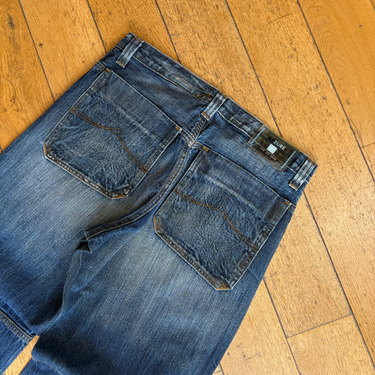 Vintage Azzure Embroidered Blue Hip Hop Baggy Jeans - 34