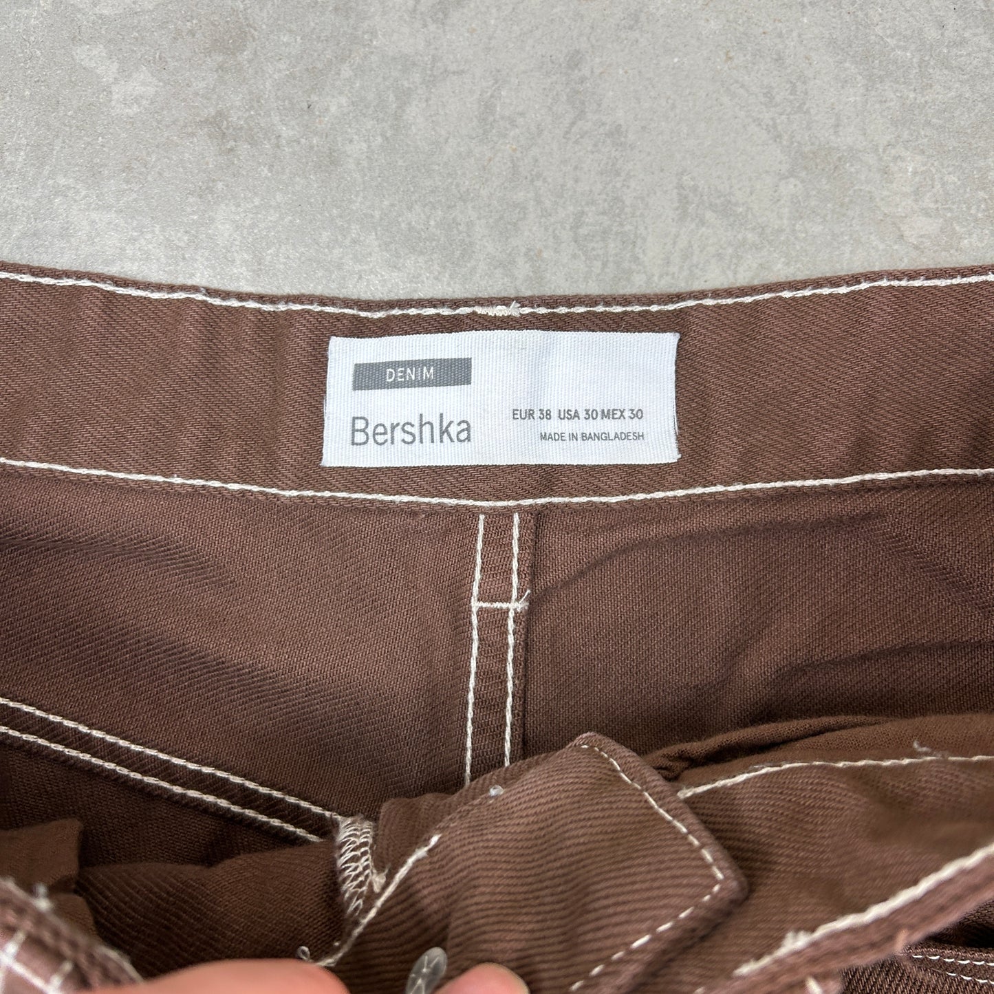 Bershka Embroidered Brown Carpenter Jeans - 32