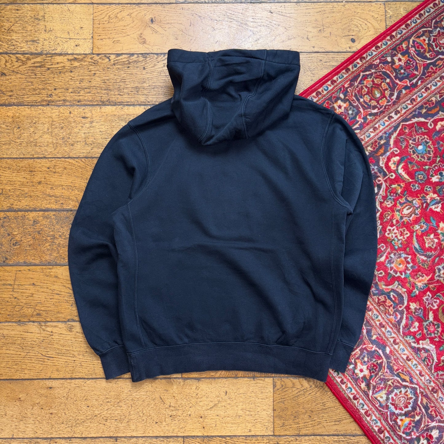 Vintage Nike Black Swoosh Hoodie Embroidered Sweatshirt - S