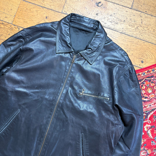 Vintage Black Faux Leather Detroit Jacket - XL