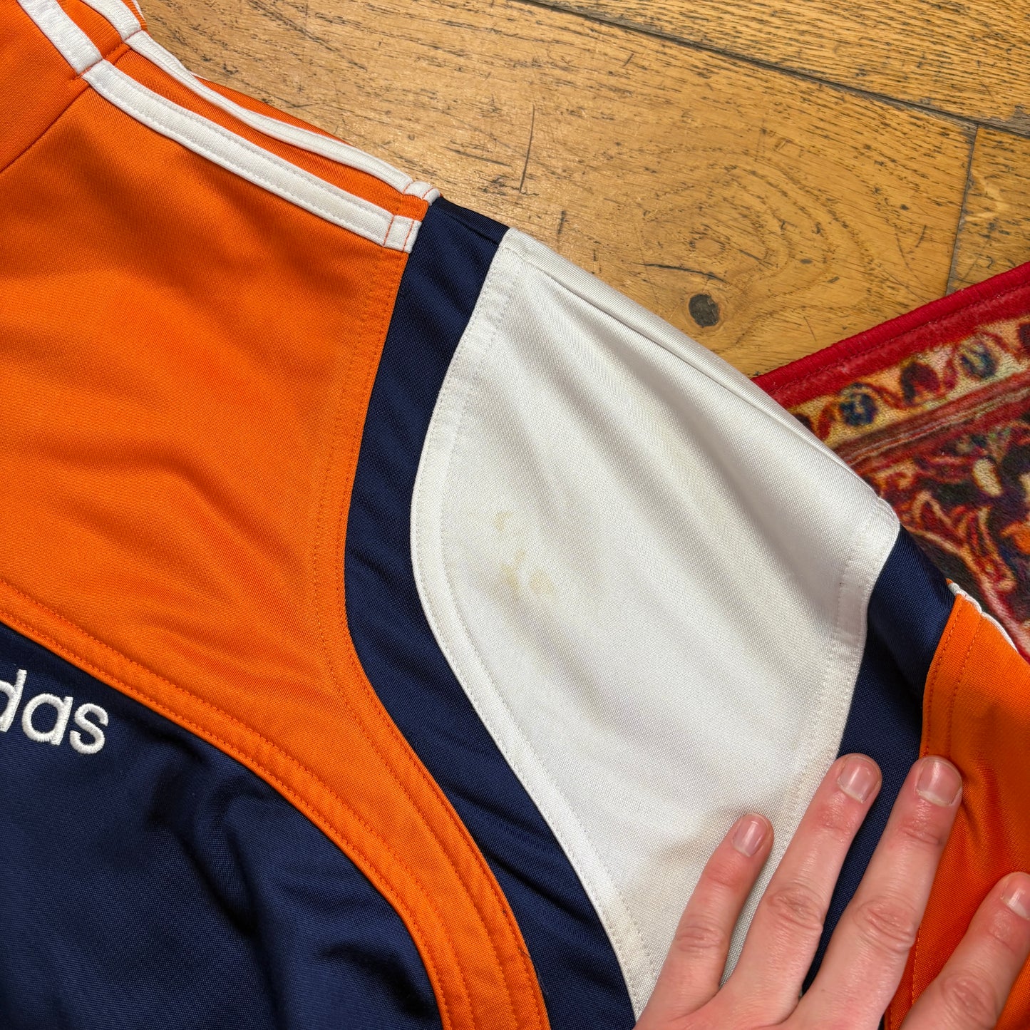 Vintage Adidas Embroidered Navy Orange Tracksuit Track Jacket - L