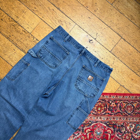 Vintage Carhartt Workwear Carpenter Baggy Blue Jeans - 38L