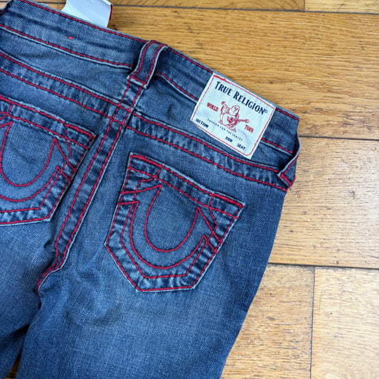 Vintage True Religion Womens Blue Embroidered Y2K Shorts Jorts - Size 4/6