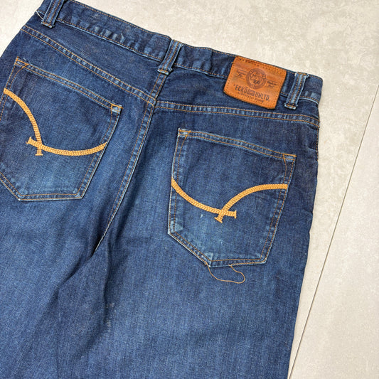 Vintage Ecko UNLTD Blue Embroidered Hip Hop Baggy Shorts Jorts - 34