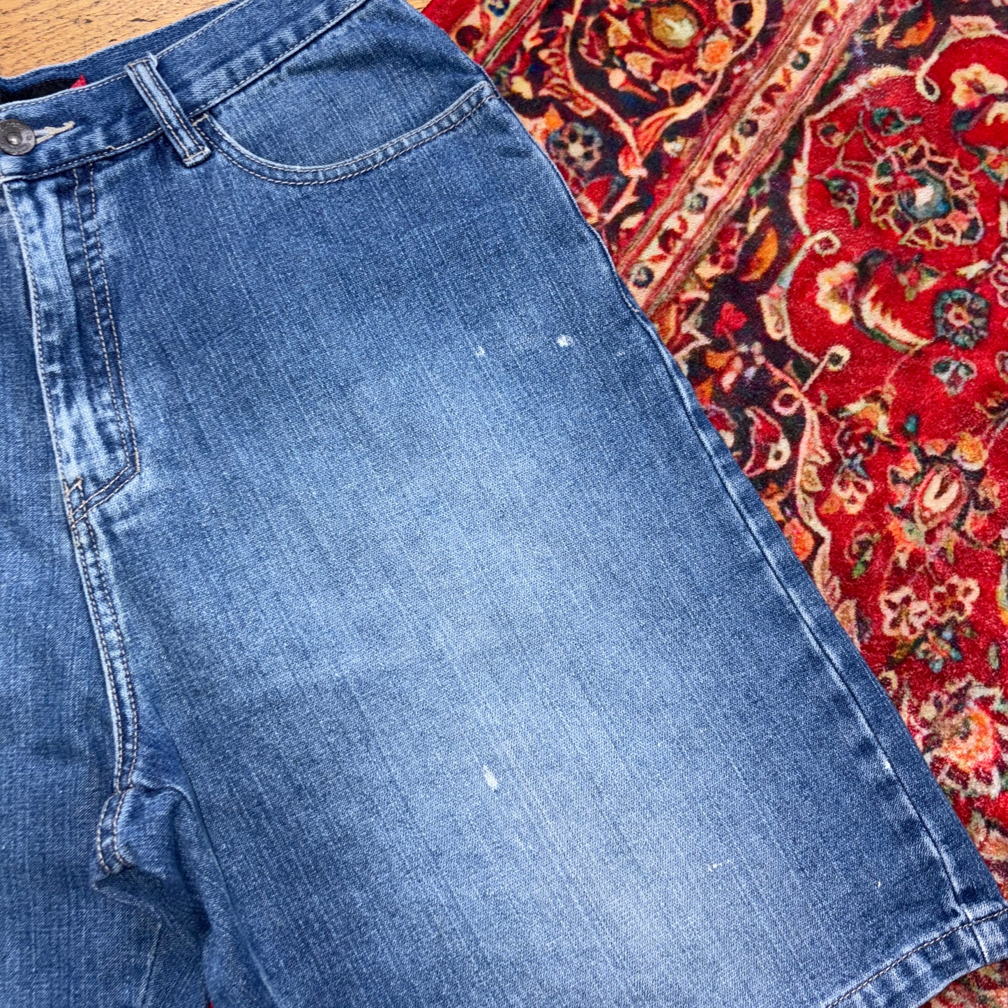 Vintage Billabong Blue Surfwear Embroidered Y2K Baggy Jeans Shorts Jorts - 32