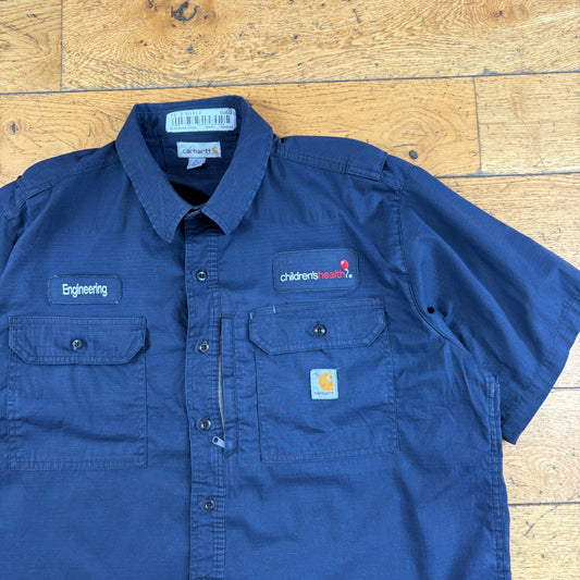 Vintage Carhartt Short Sleeve Workwear Navy Shirt - XL